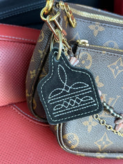 Boot Stitch Cattle Tag Leather Key Chain