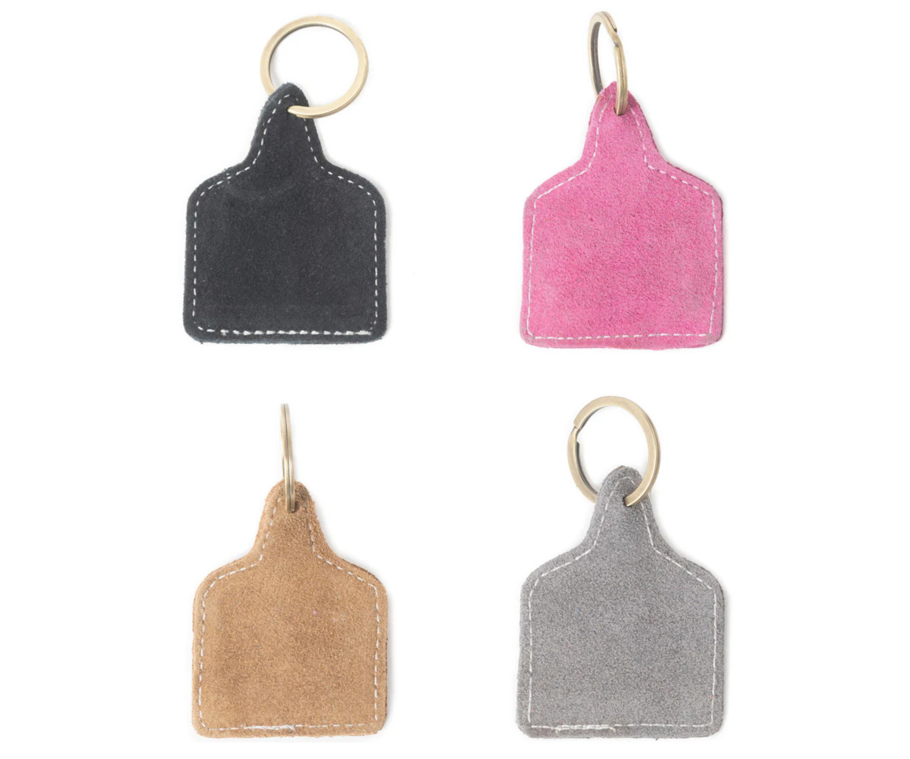 Boot Stitch Cattle Tag Leather Key Chain