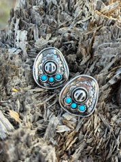 Mini Turquoise Stone Cowgirl Hat Stud Earrings