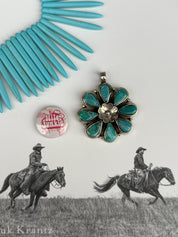 Turquoise Blossom Concho Pendant