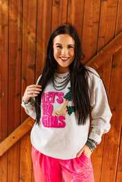 Let's Ho Girls Christmas Glitter Patch Sweatshirt
