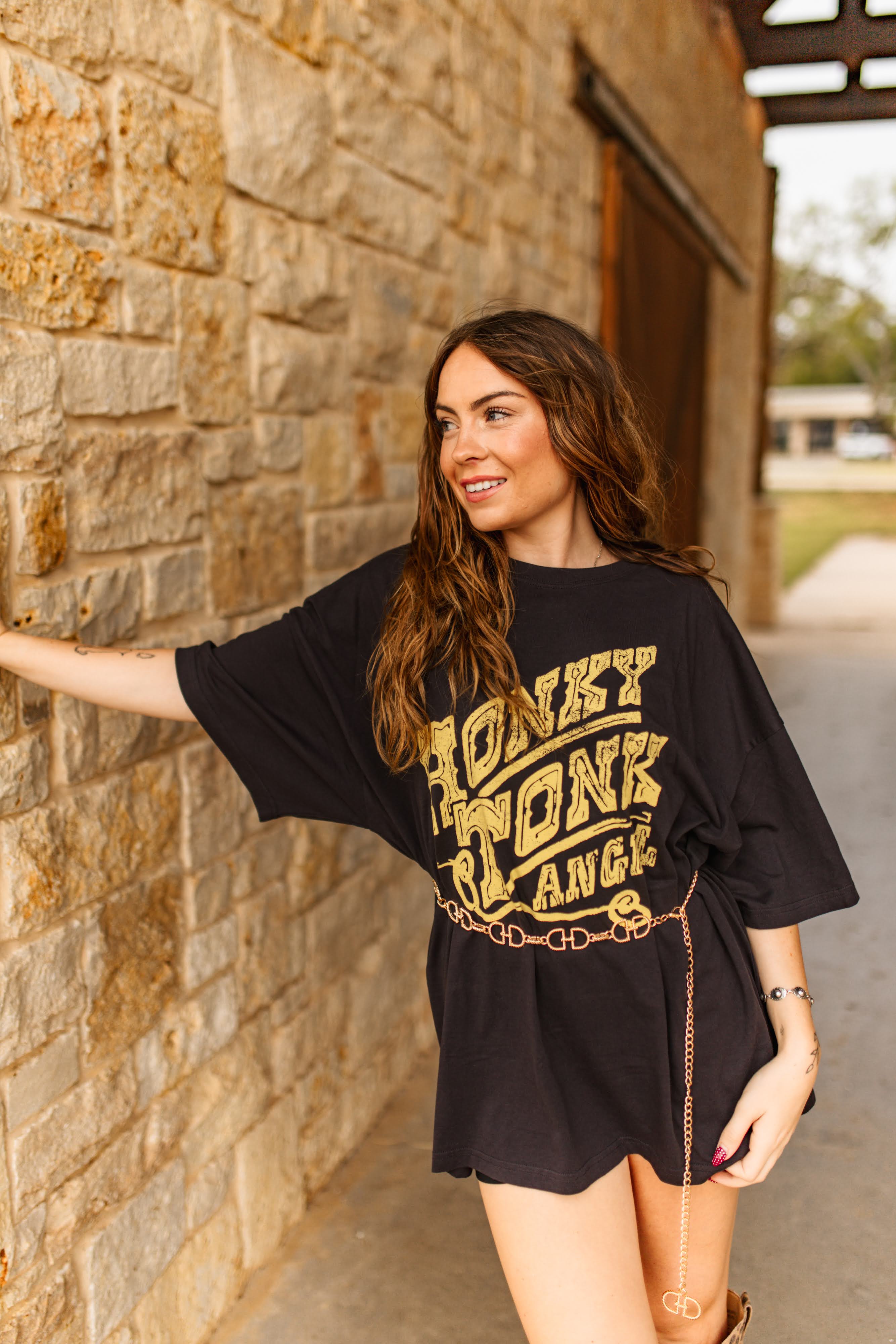 Oversized Honky Tonk Angel Graphic Tee