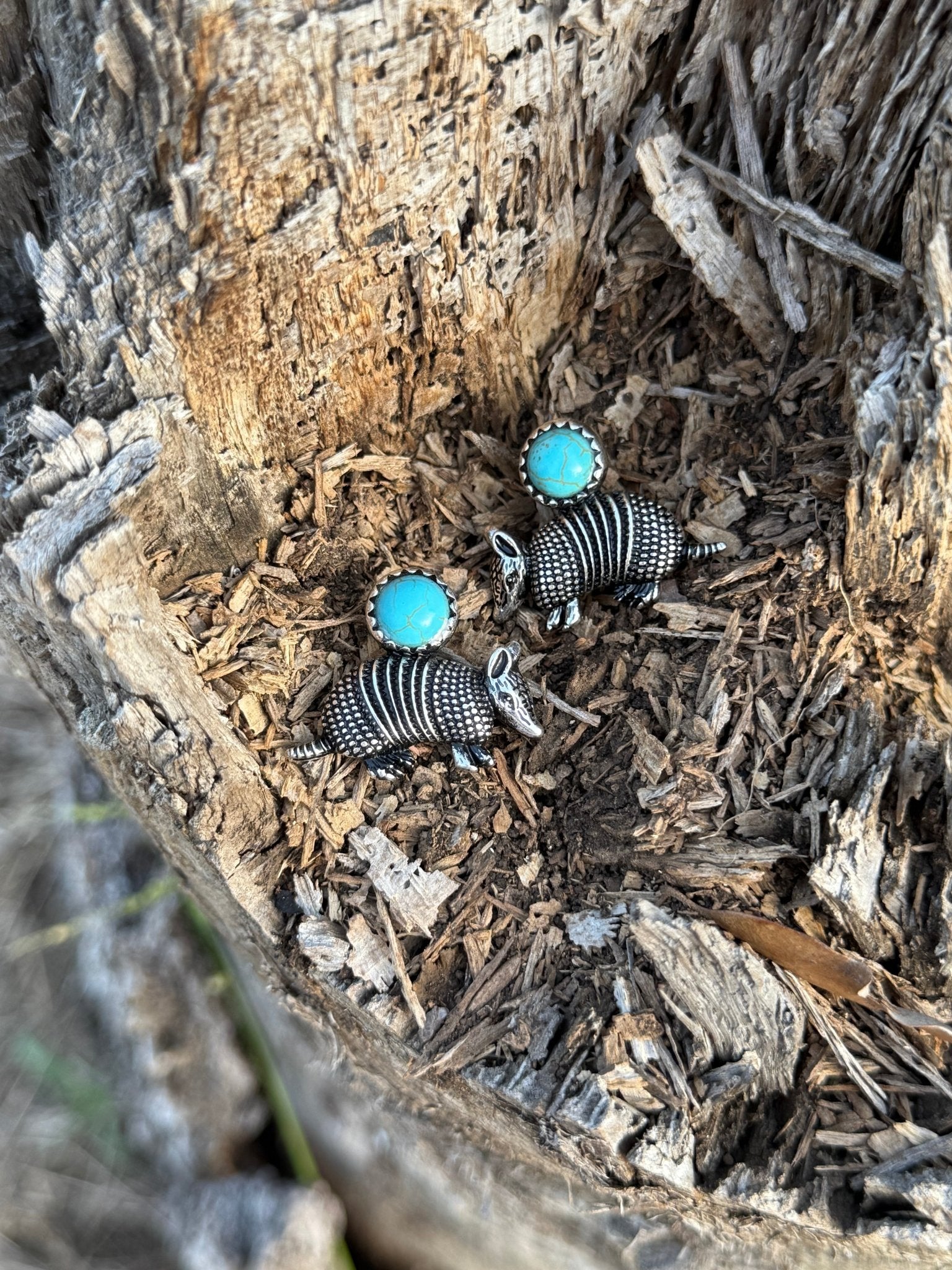 Armadillo Turquoise Stone Earrings