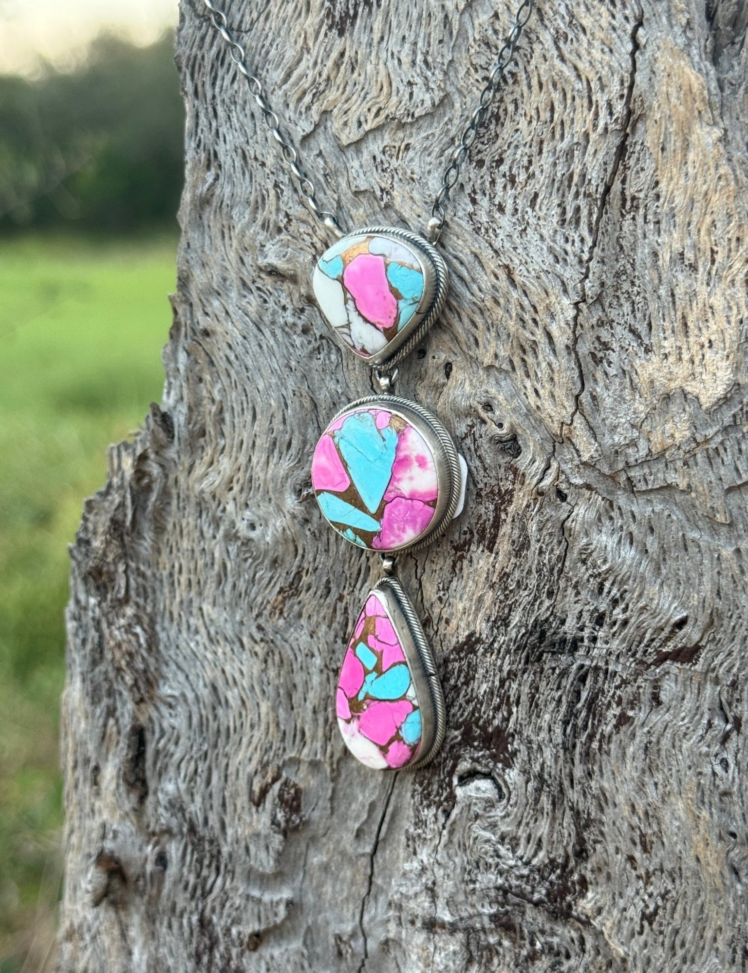 Authentic Cotton Candy Turqoise Cascade Necklace