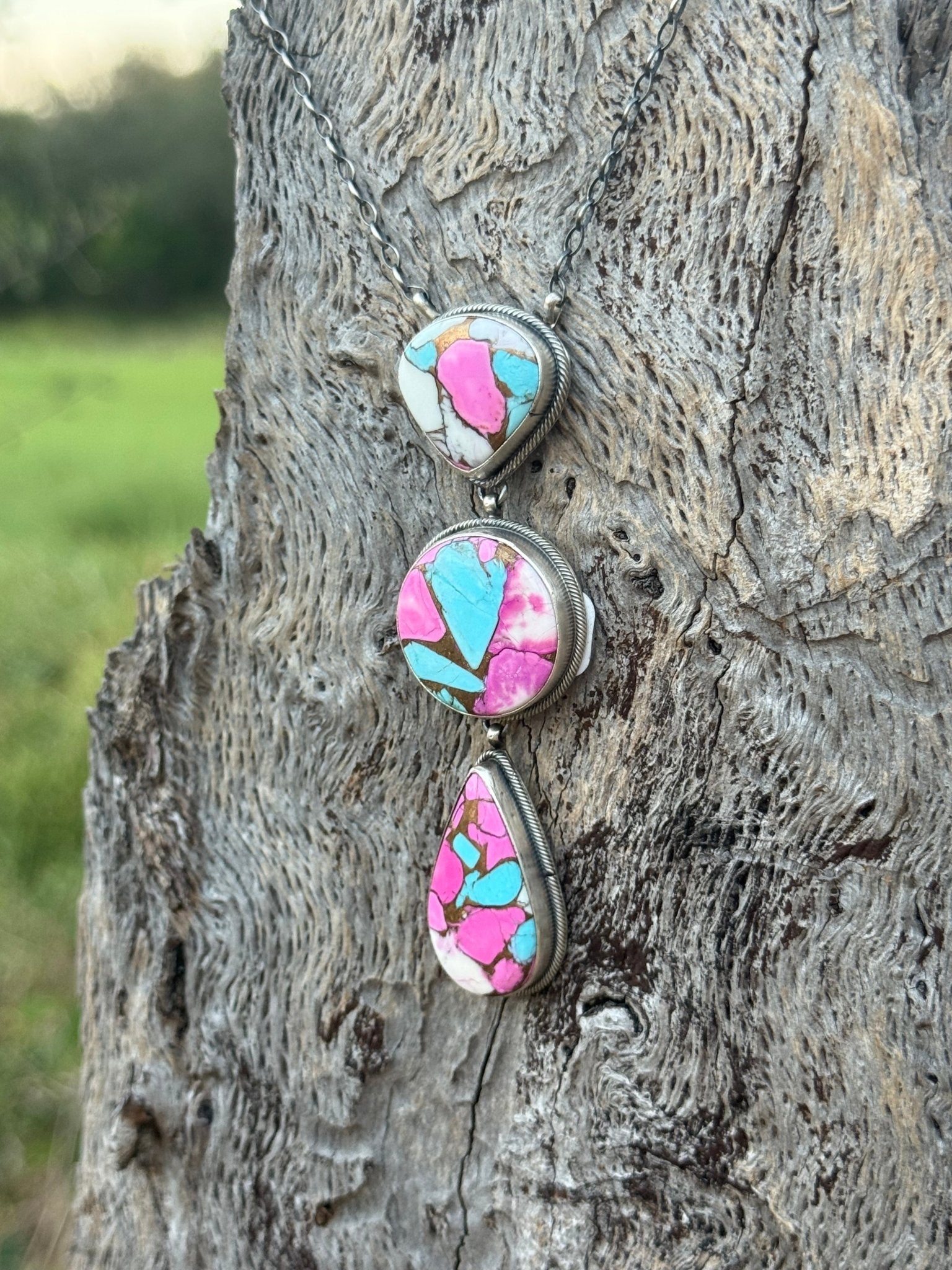 Authentic Cotton Candy Turqoise Cascade Necklace