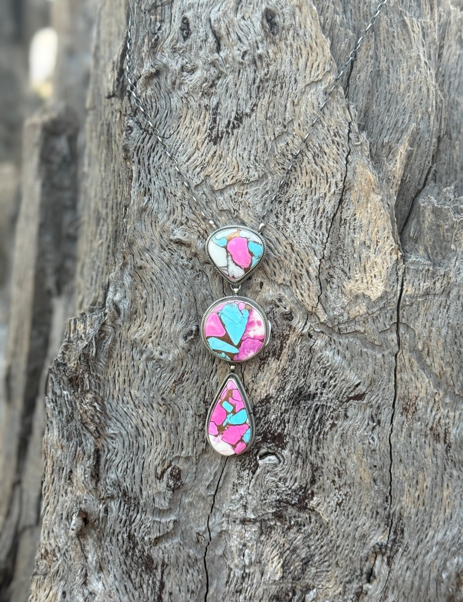 Authentic Cotton Candy Turqoise Cascade Necklace