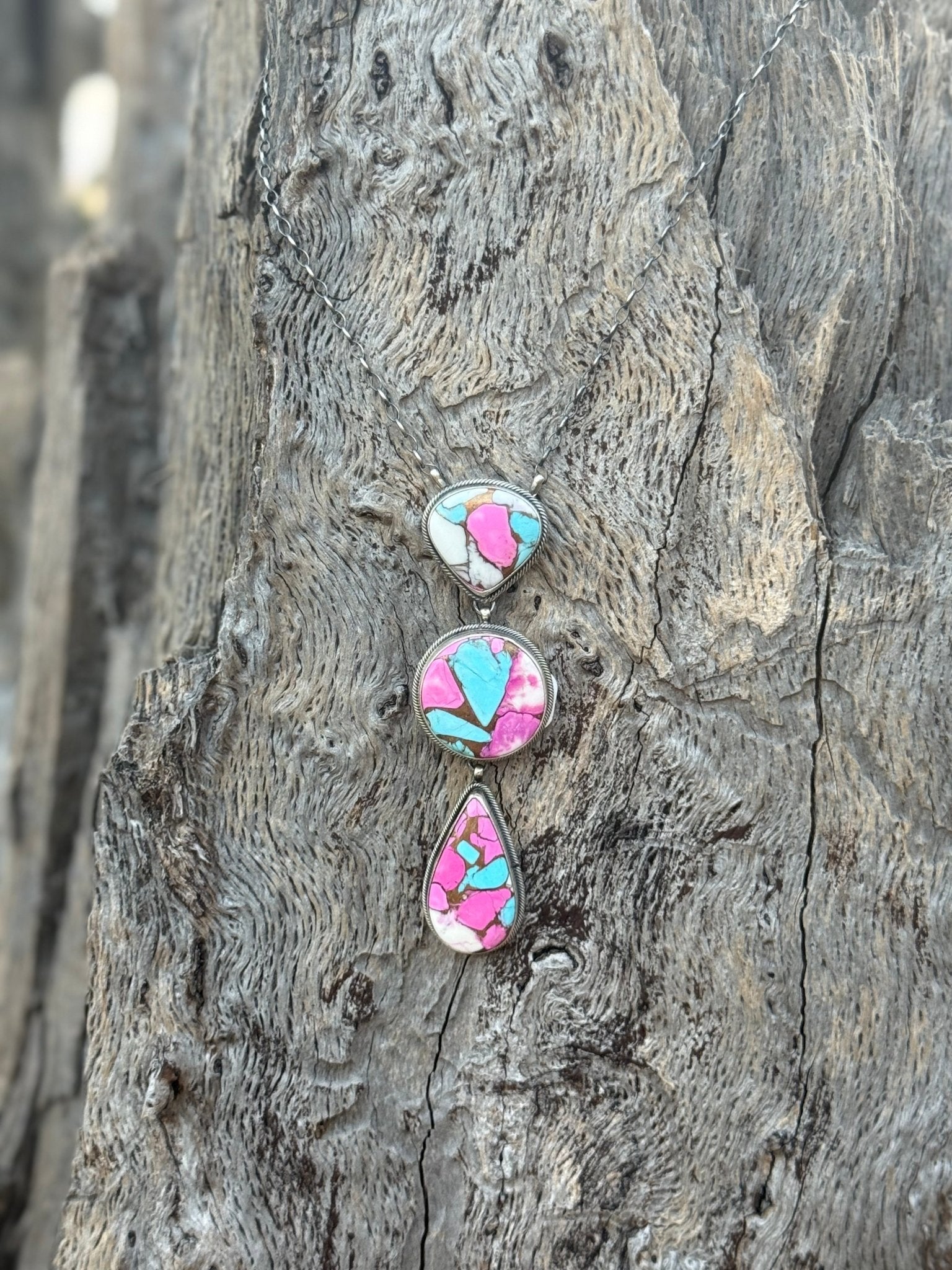 Authentic Cotton Candy Turqoise Cascade Necklace