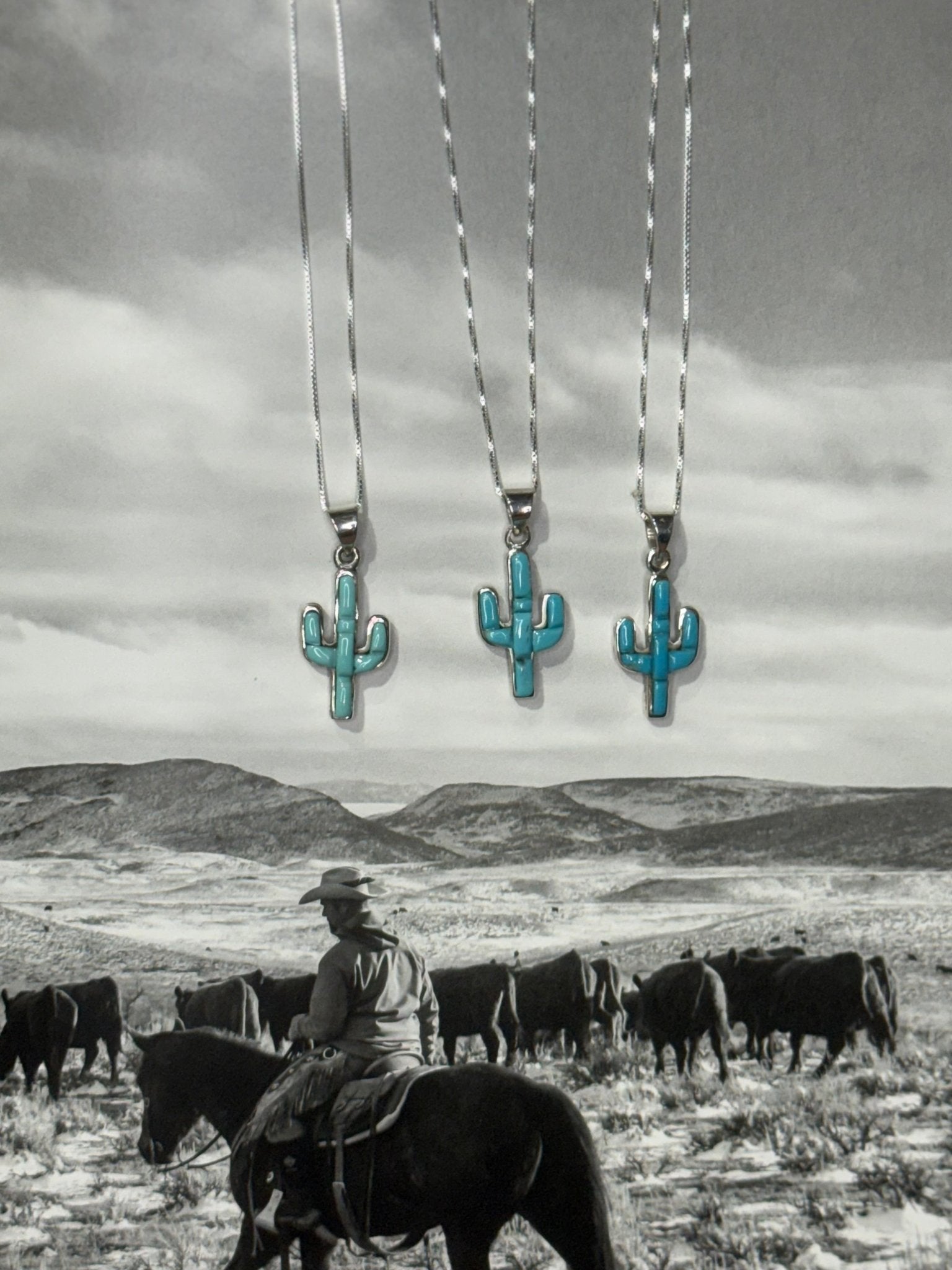 Authentic Desert Cactus Turquoise Necklace