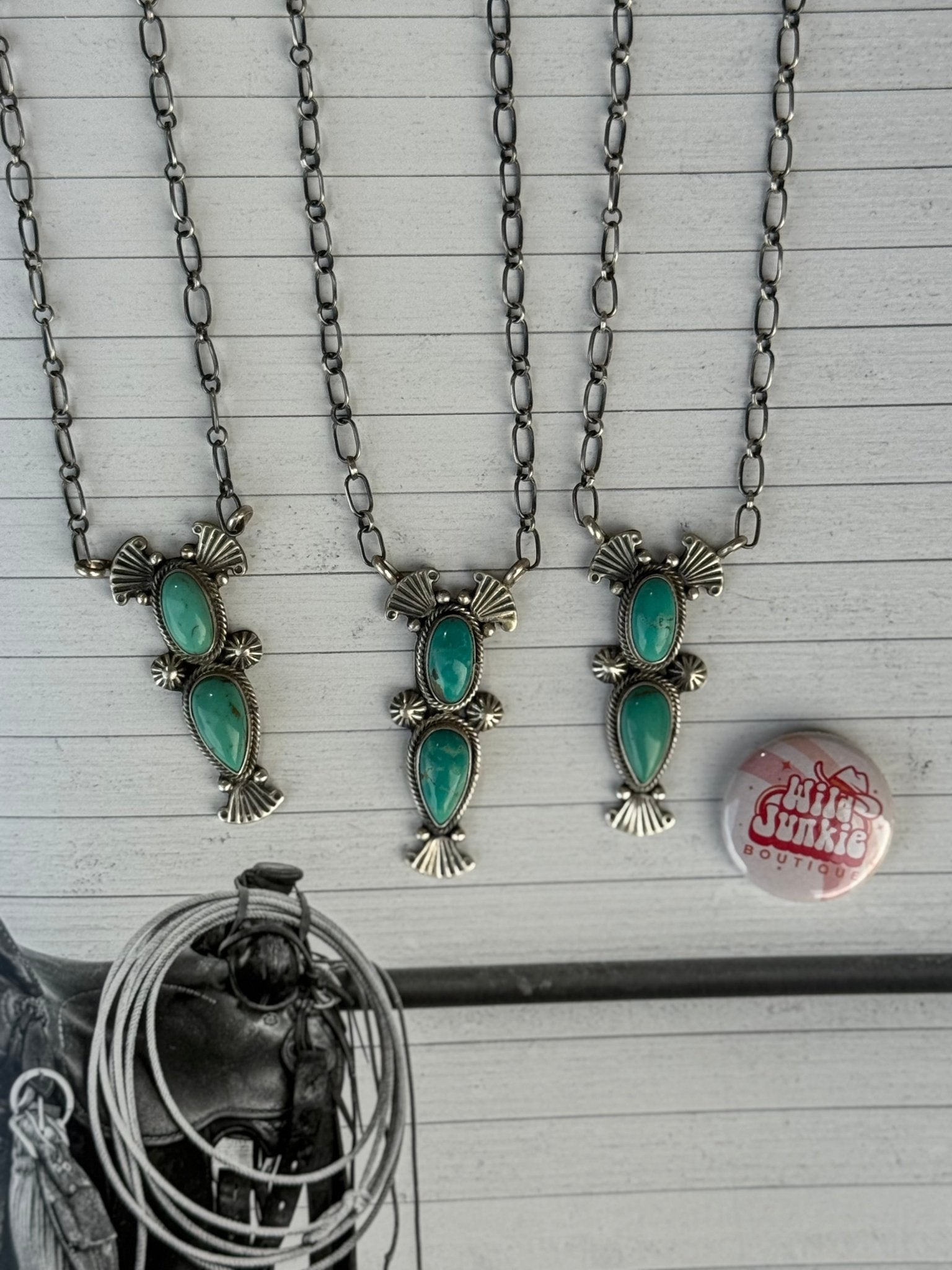 Authentic Double Drop Turquoise Wings Necklace