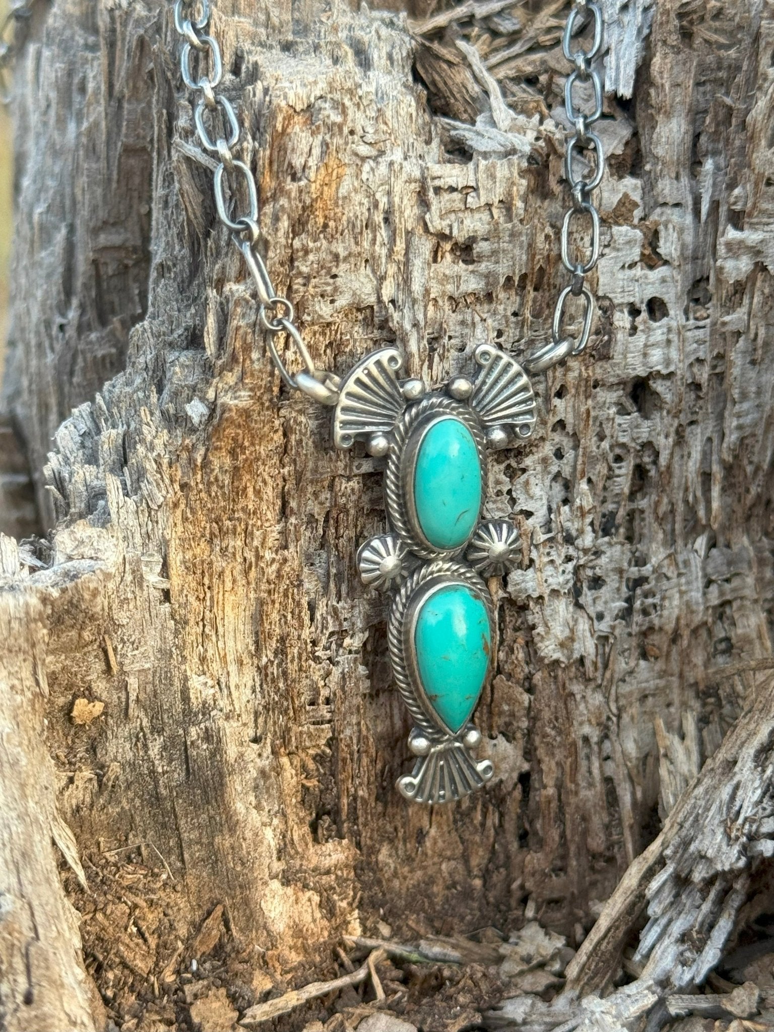 Authentic Double Drop Turquoise Wings Necklace