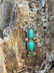 Authentic Double Drop Turquoise Wings Necklace