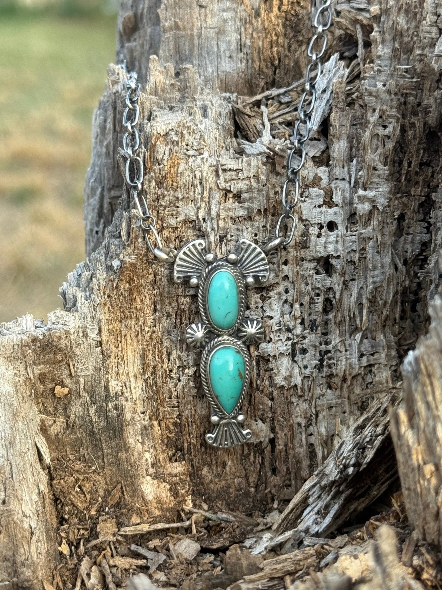 Authentic Double Drop Turquoise Wings Necklace