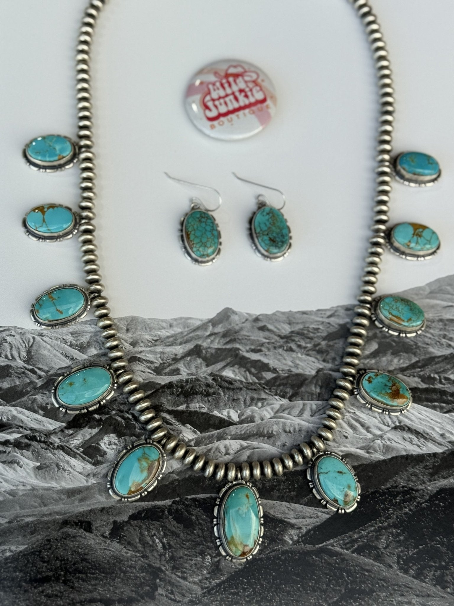 Authentic Kingman Turquoise Beaded Jewelry Set