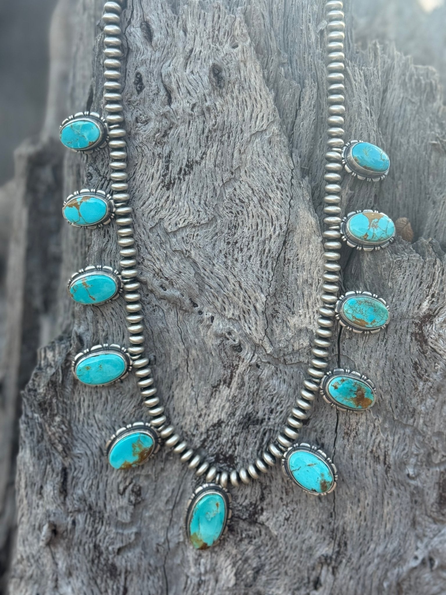 Authentic Kingman Turquoise Beaded Jewelry Set