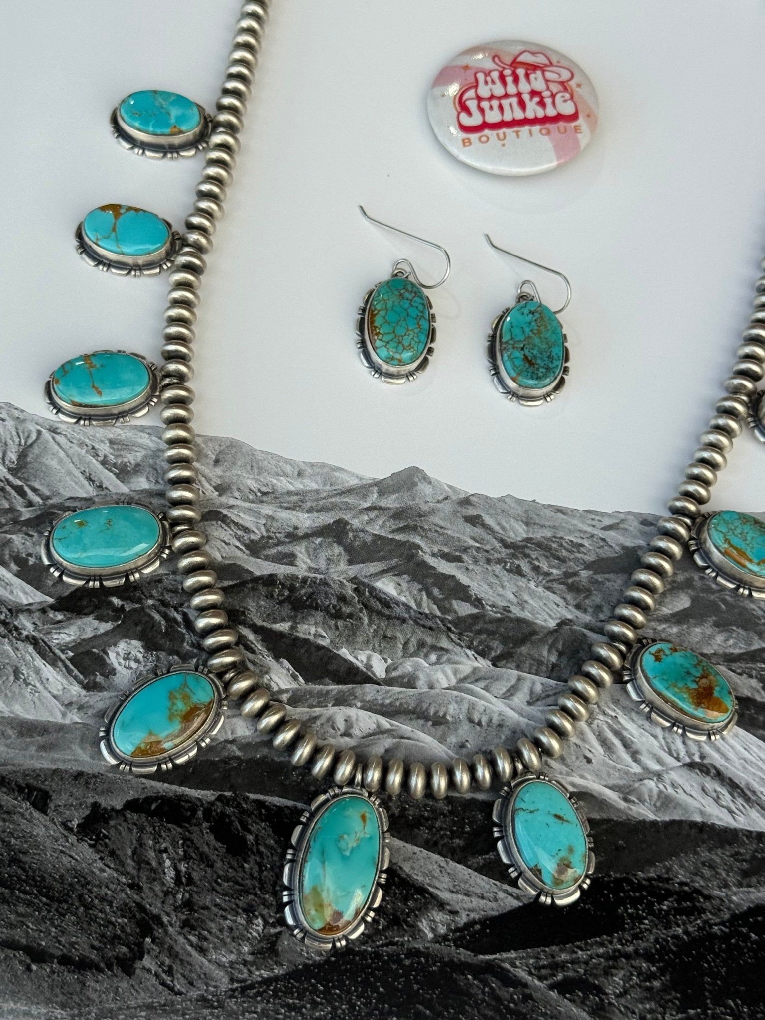 Authentic Kingman Turquoise Beaded Jewelry Set