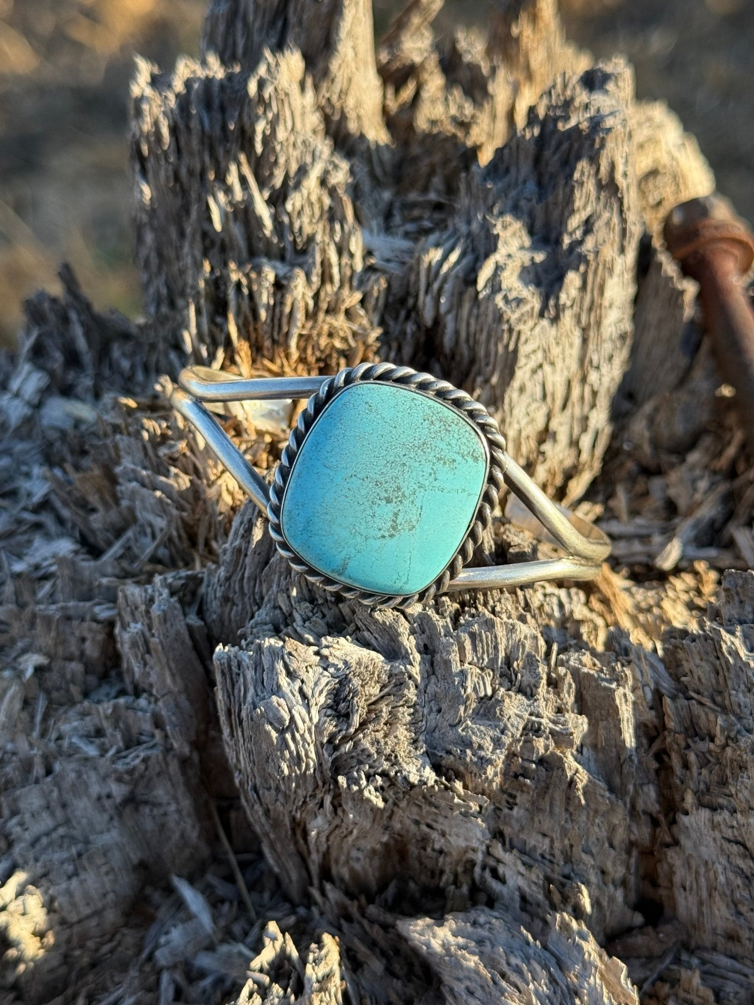 Authentic Kingman Turquoise Square Cuff Bracelet