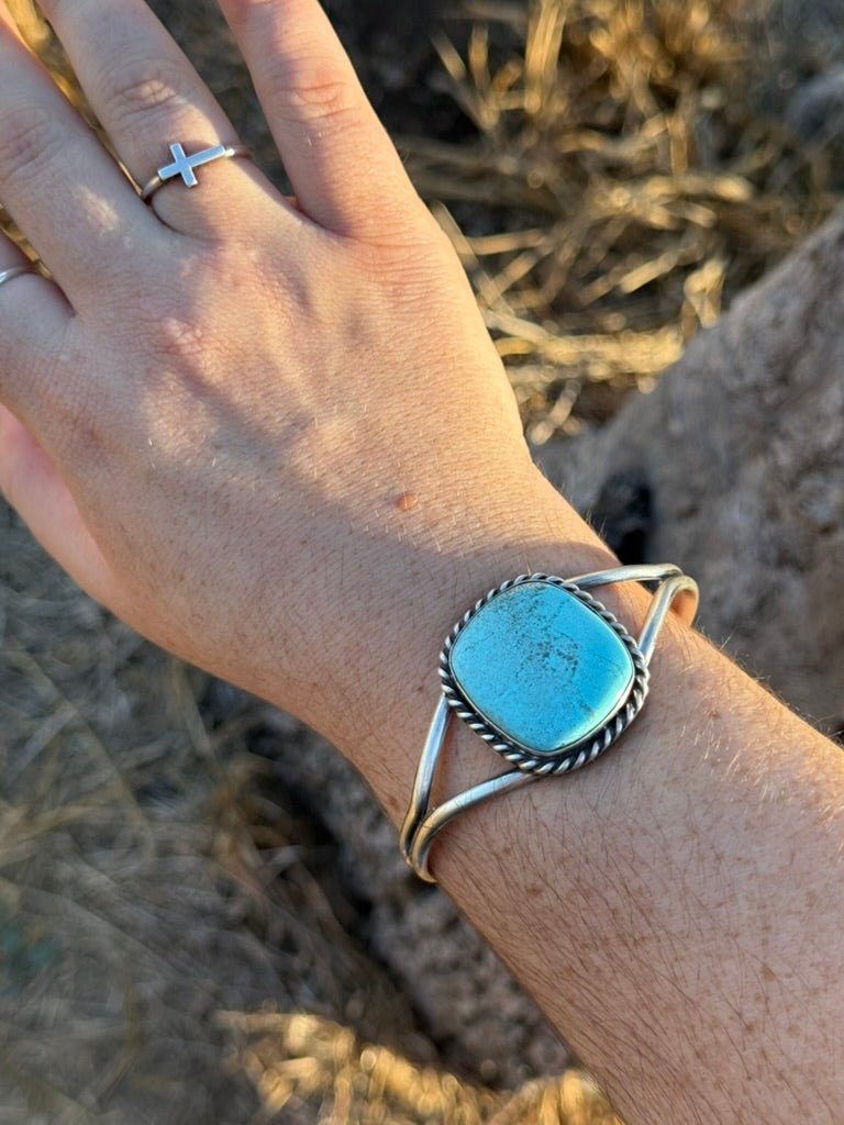 Authentic Kingman Turquoise Square Cuff Bracelet