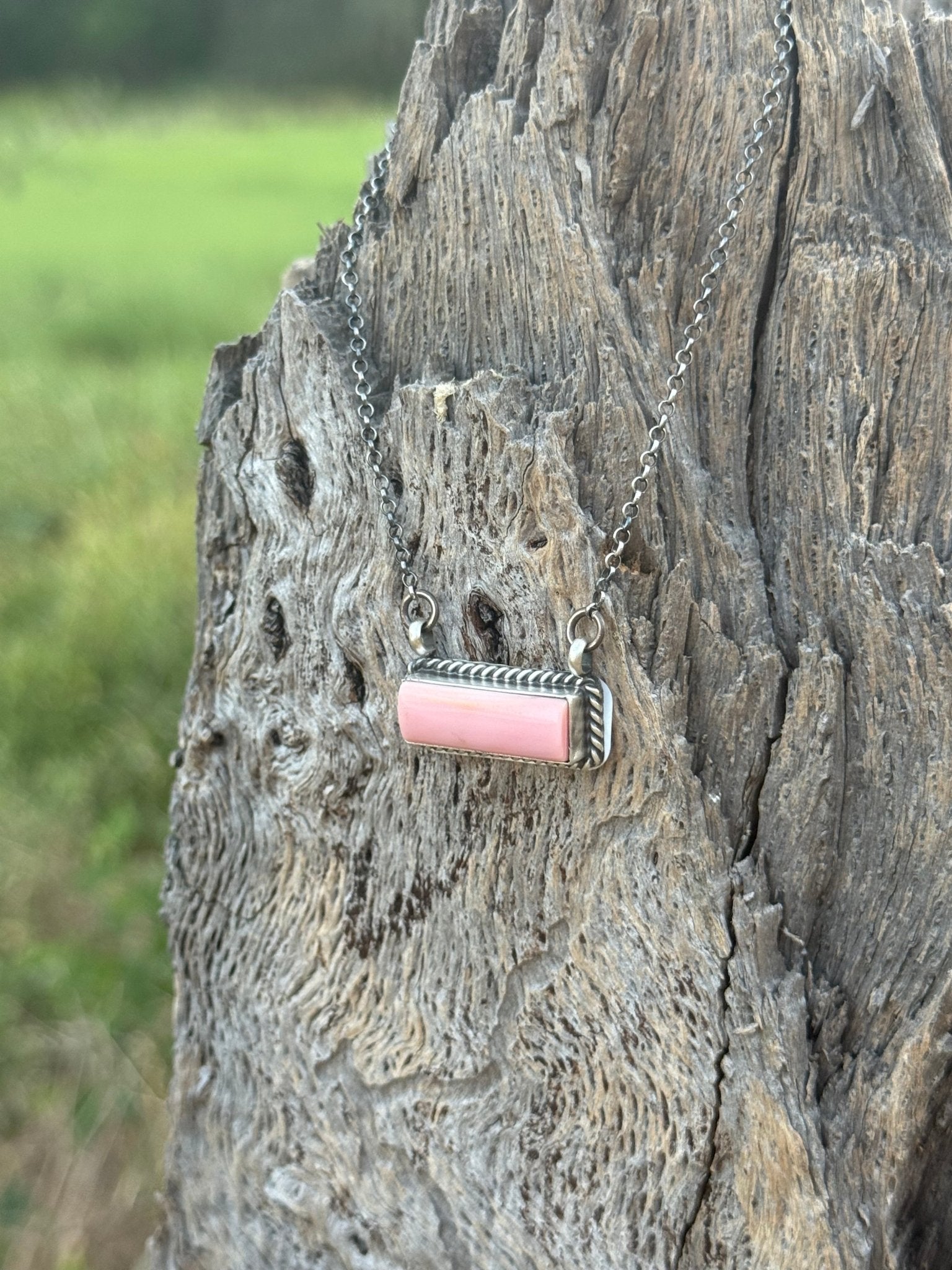 Authentic Pink Conch Bar Necklace