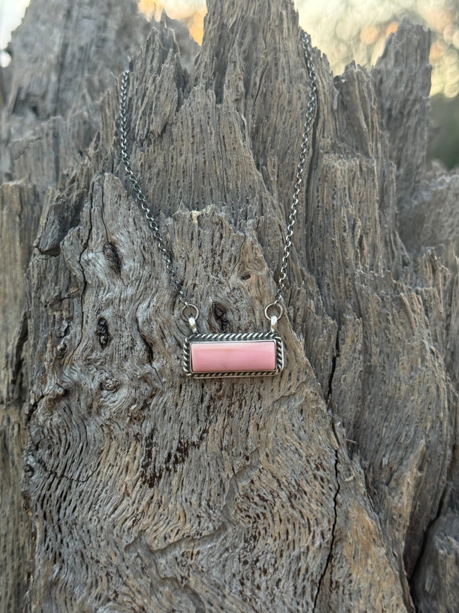 Authentic Pink Conch Bar Necklace