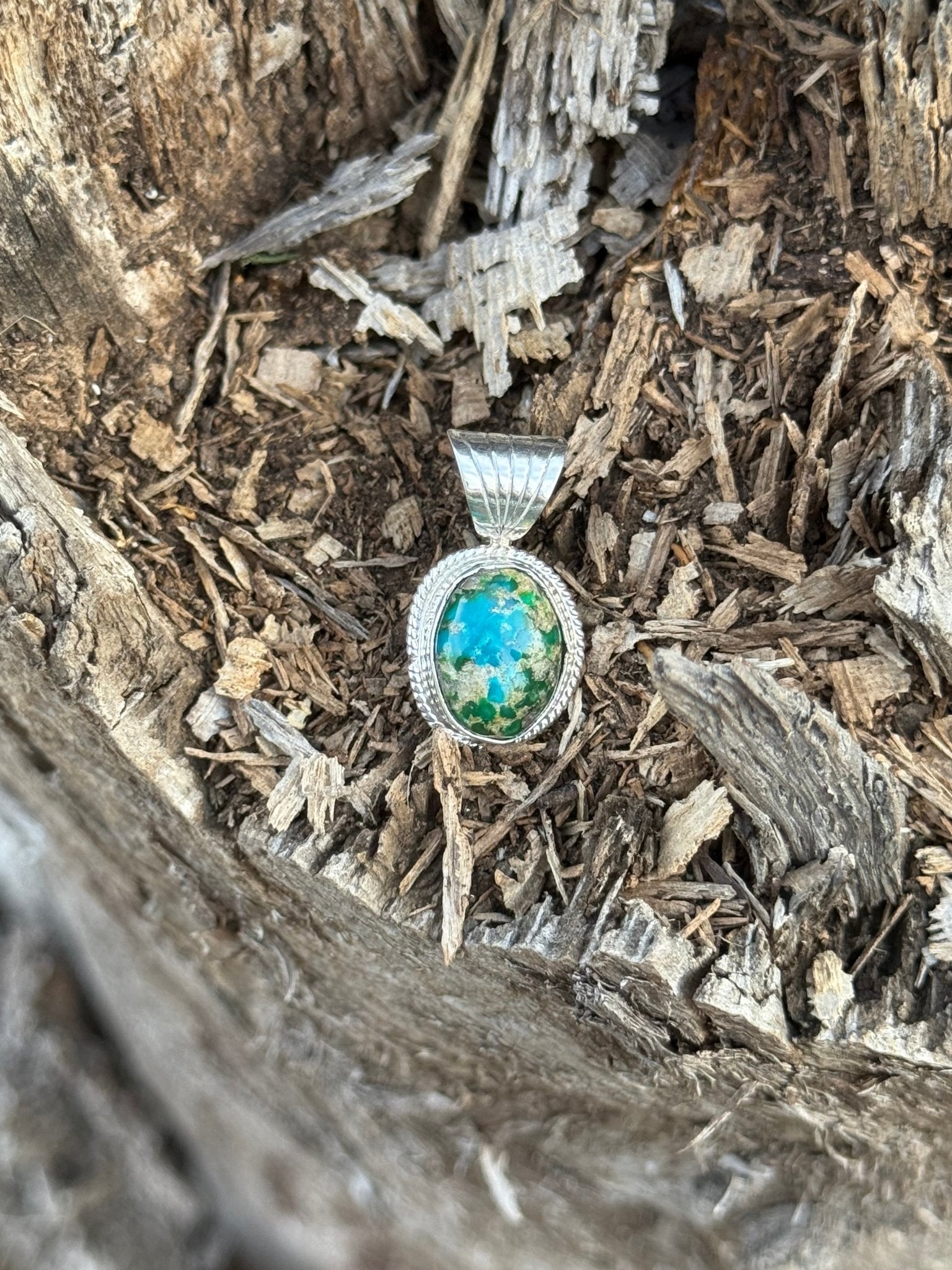 Authentic Sonoran Gold Oval Turquoise Pendant