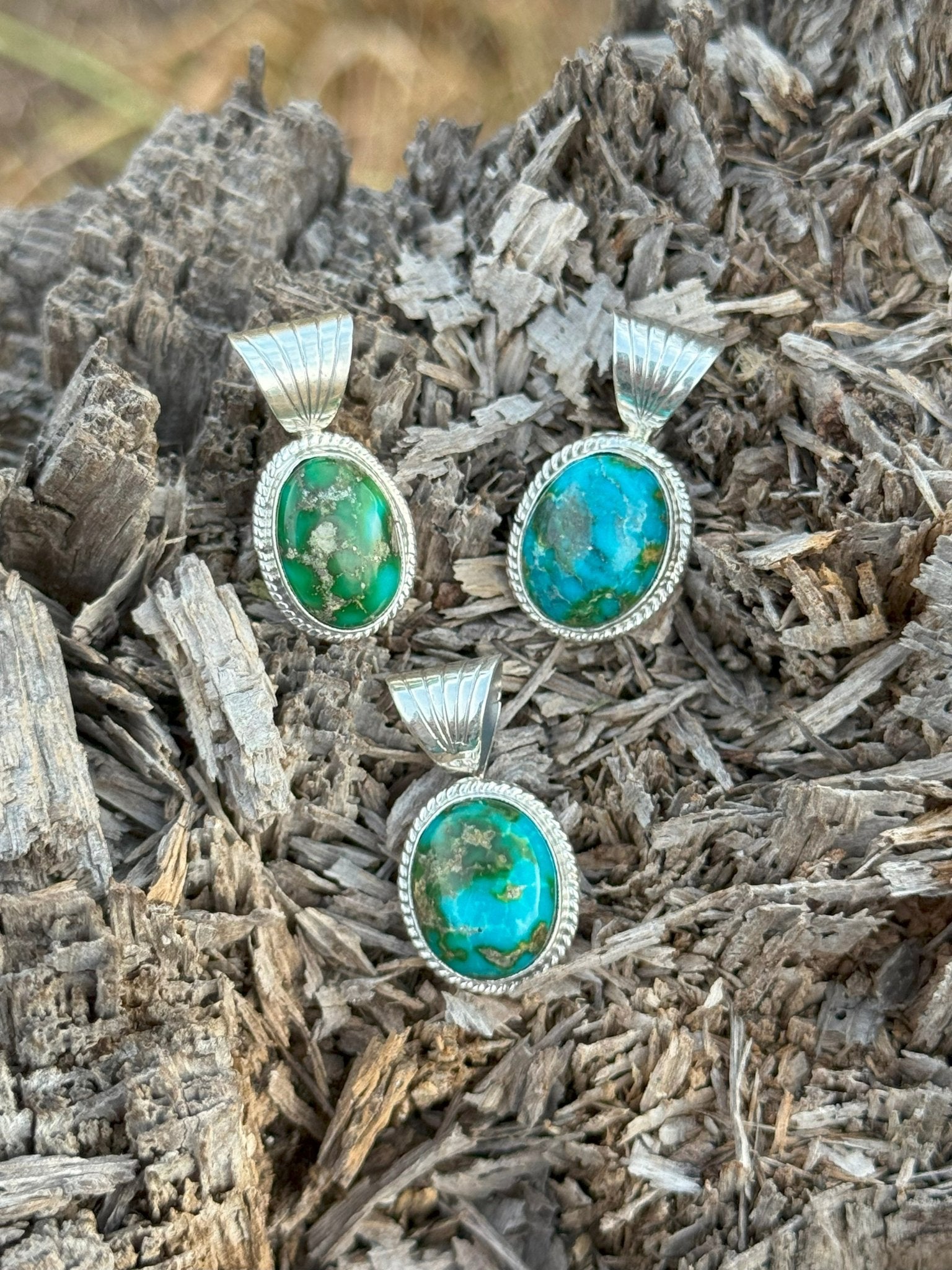 Authentic Sonoran Gold Oval Turquoise Pendant