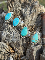 Authentic Turquoise Large Teardrop Ring