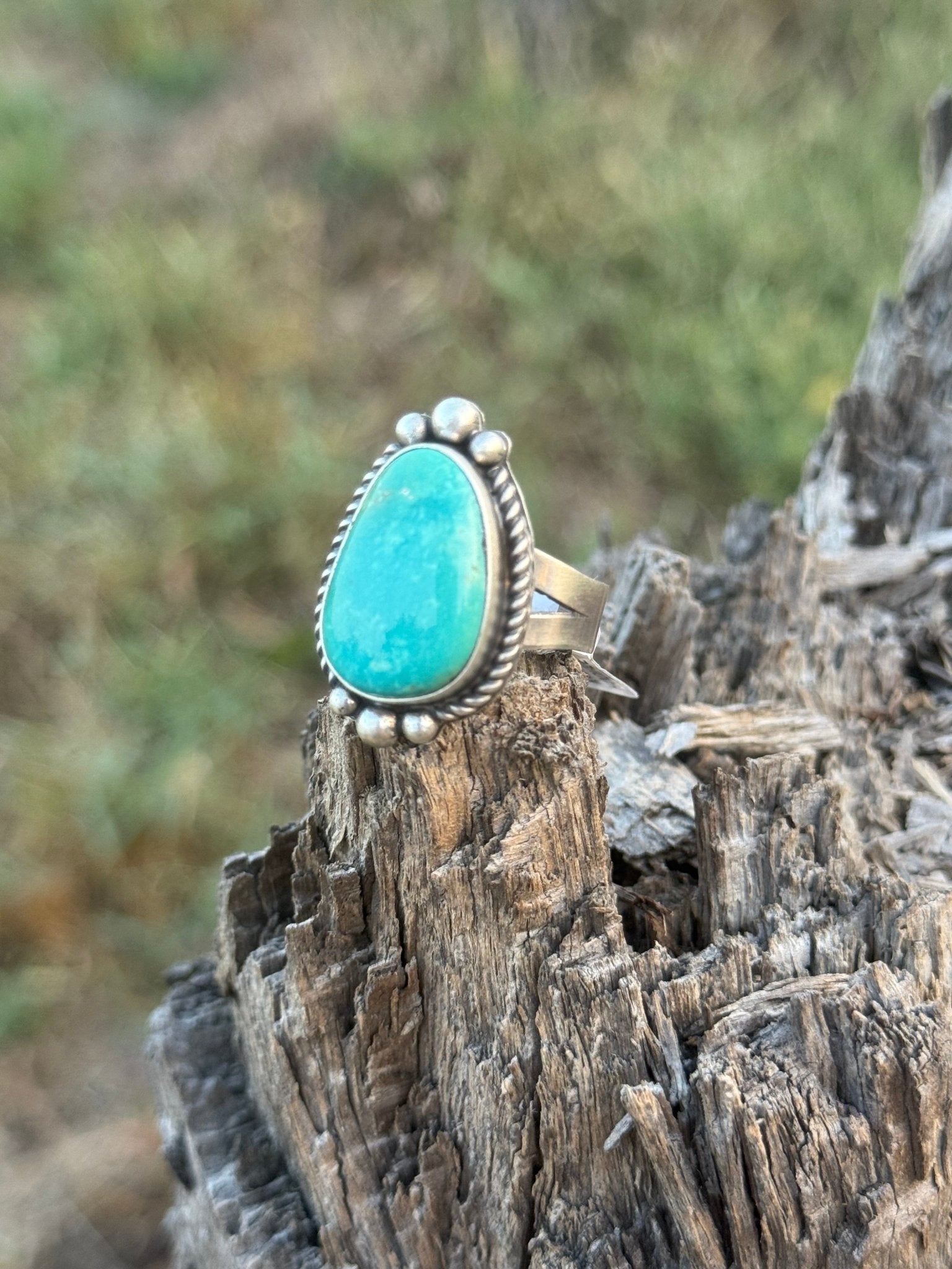 Authentic Turquoise Large Teardrop Ring