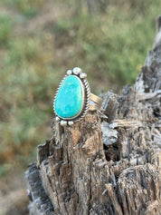 Authentic Turquoise Large Teardrop Ring