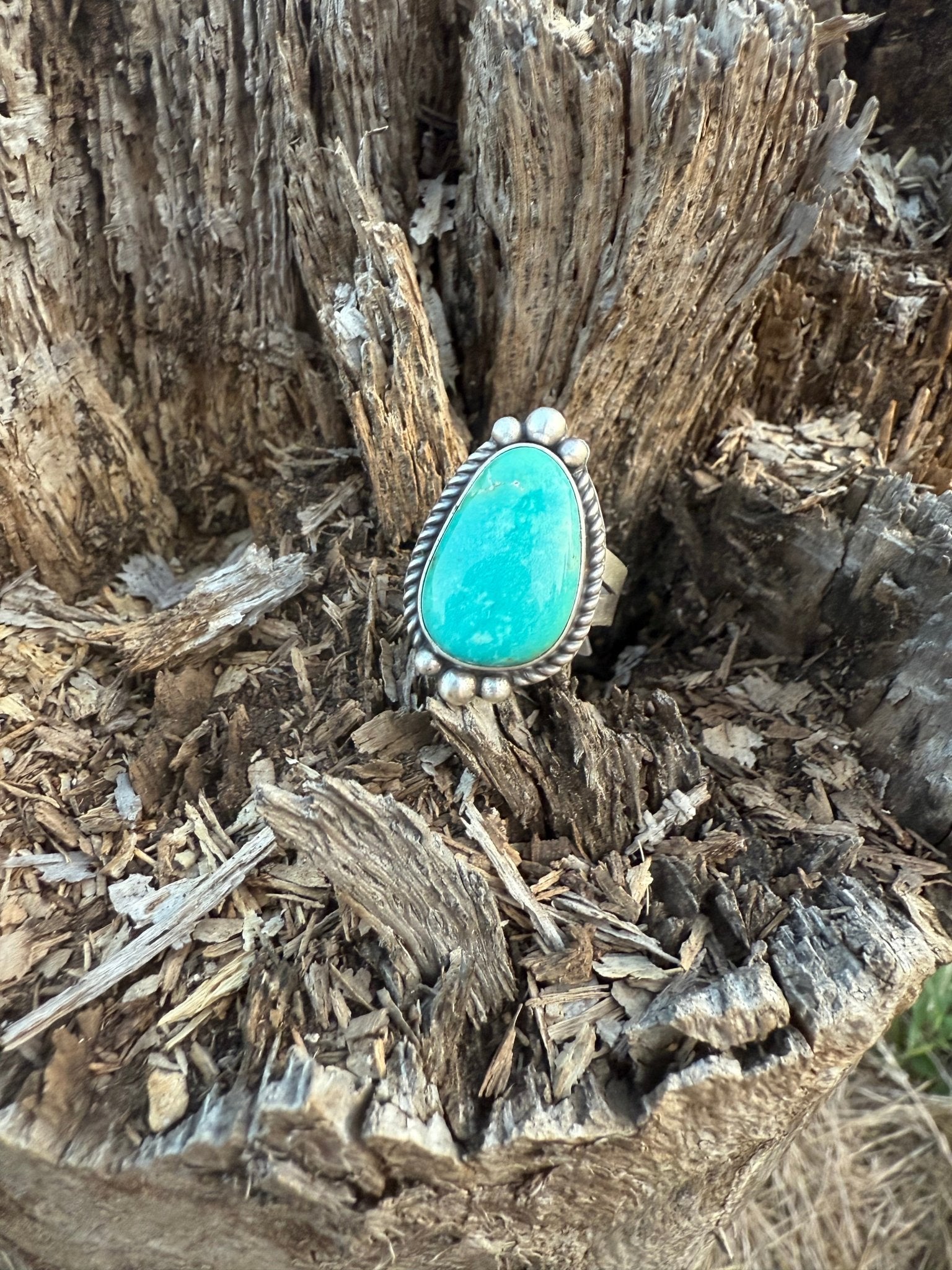 Authentic Turquoise Large Teardrop Ring