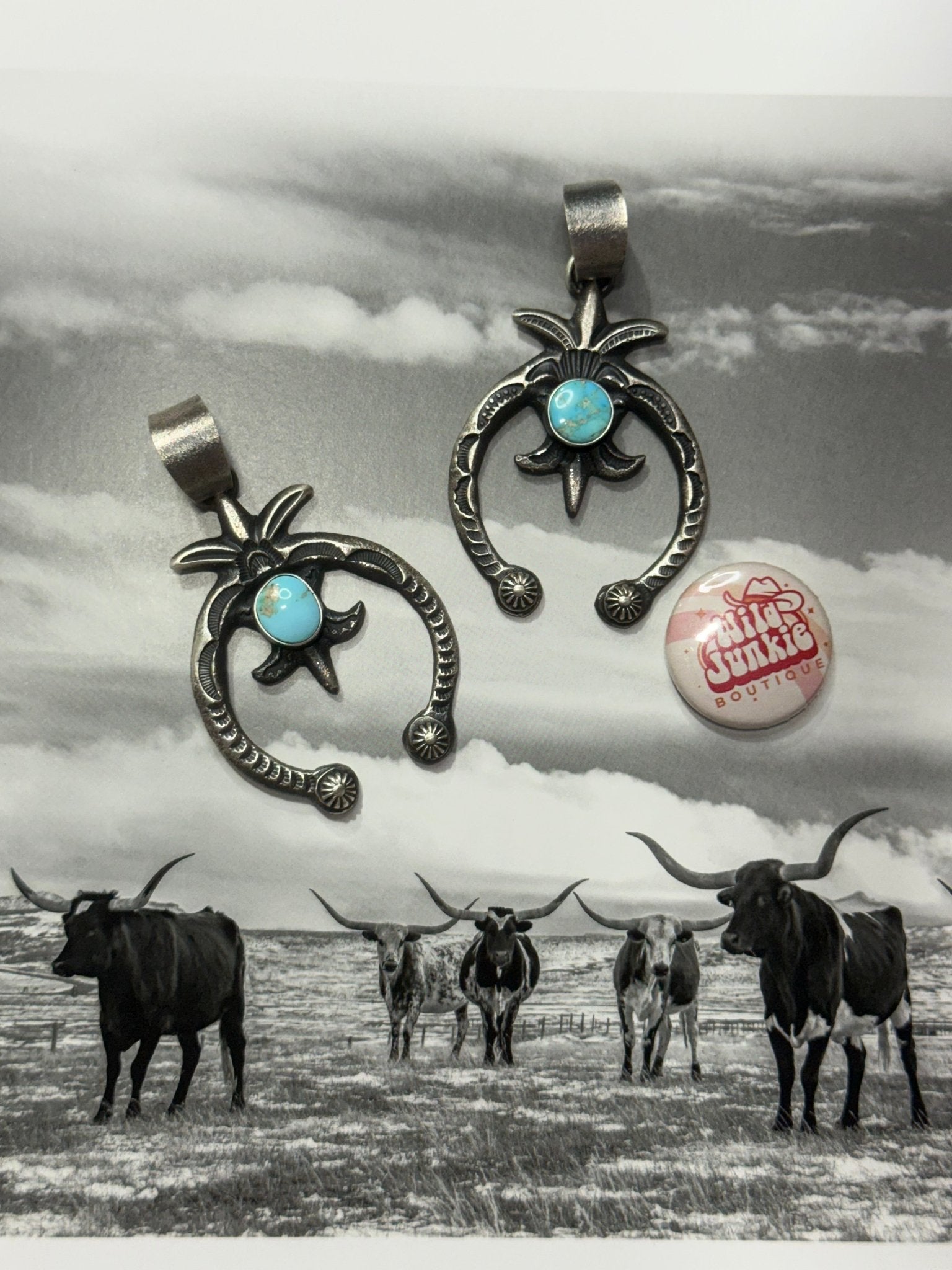 Authentic Turquoise Silver Naja Pendant