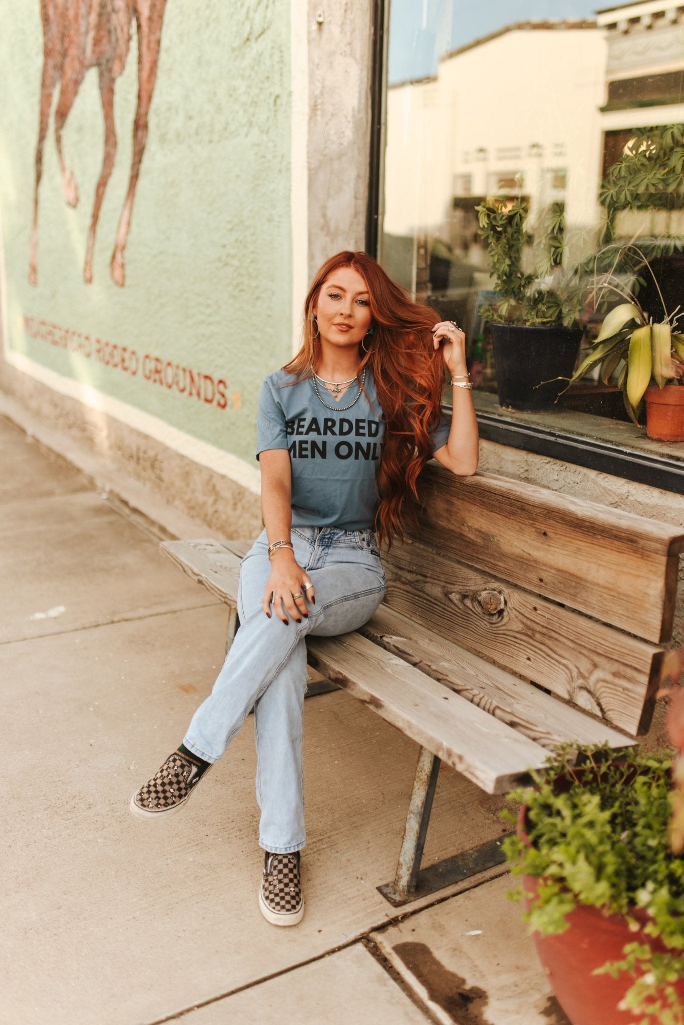 Bearded Men Only Raw Cut V - neck Graphic TeeSlateS