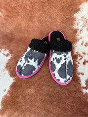 Black Pink Cow Print Slippers6