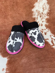 Black Pink Cow Print Slippers6