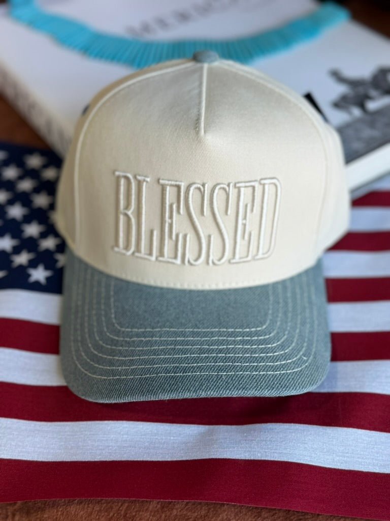 Blessed Embroidered Denim Trucker Hat