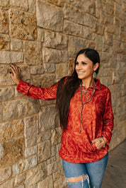 Boot Stitch Half Zip Burnt Orange PulloverS