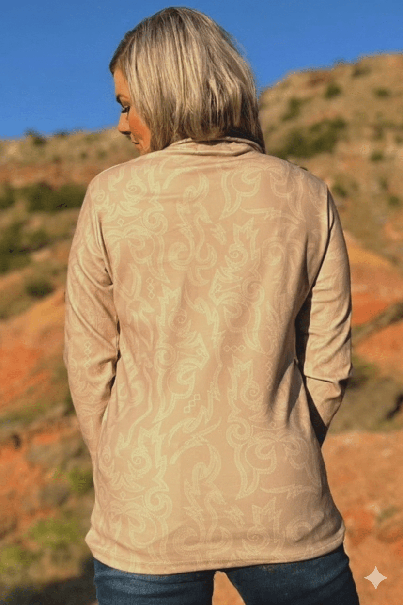 Boot Stitch Half Zip Tan PulloverS