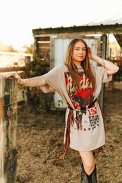 Bronc Bustin Fringed Oversized Tee DressS