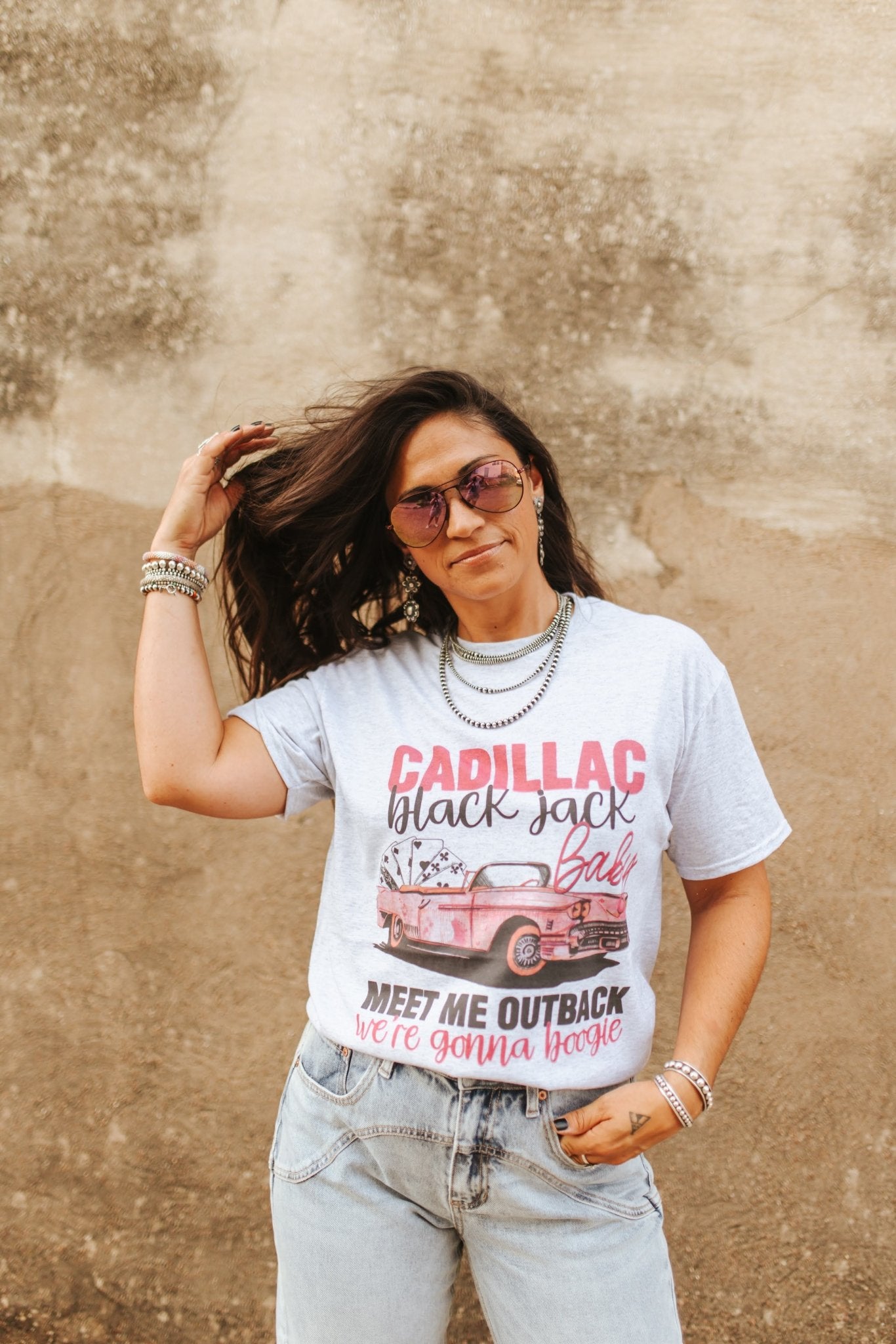 Cadillac Black Jack Graphic TeeLight AshXS