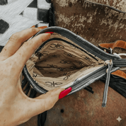 Checkered Bolt Fringe Crossbody Bag