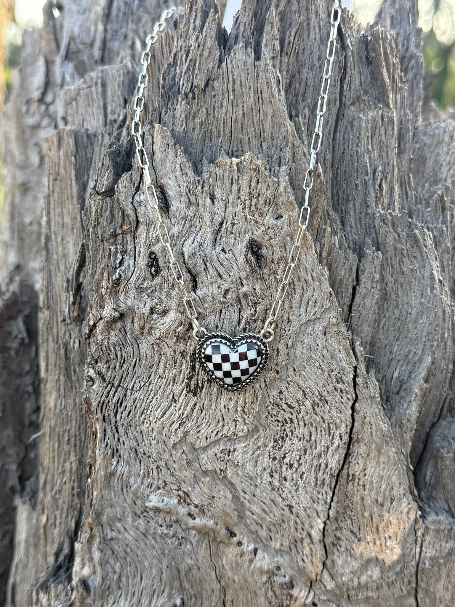 Checkered Heart Necklace