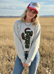 Christmas Cactus Sequins Patch SweatshirtSandS