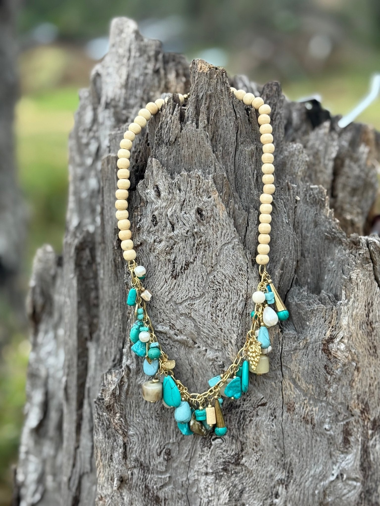Coastal Turquoise Charm Necklace