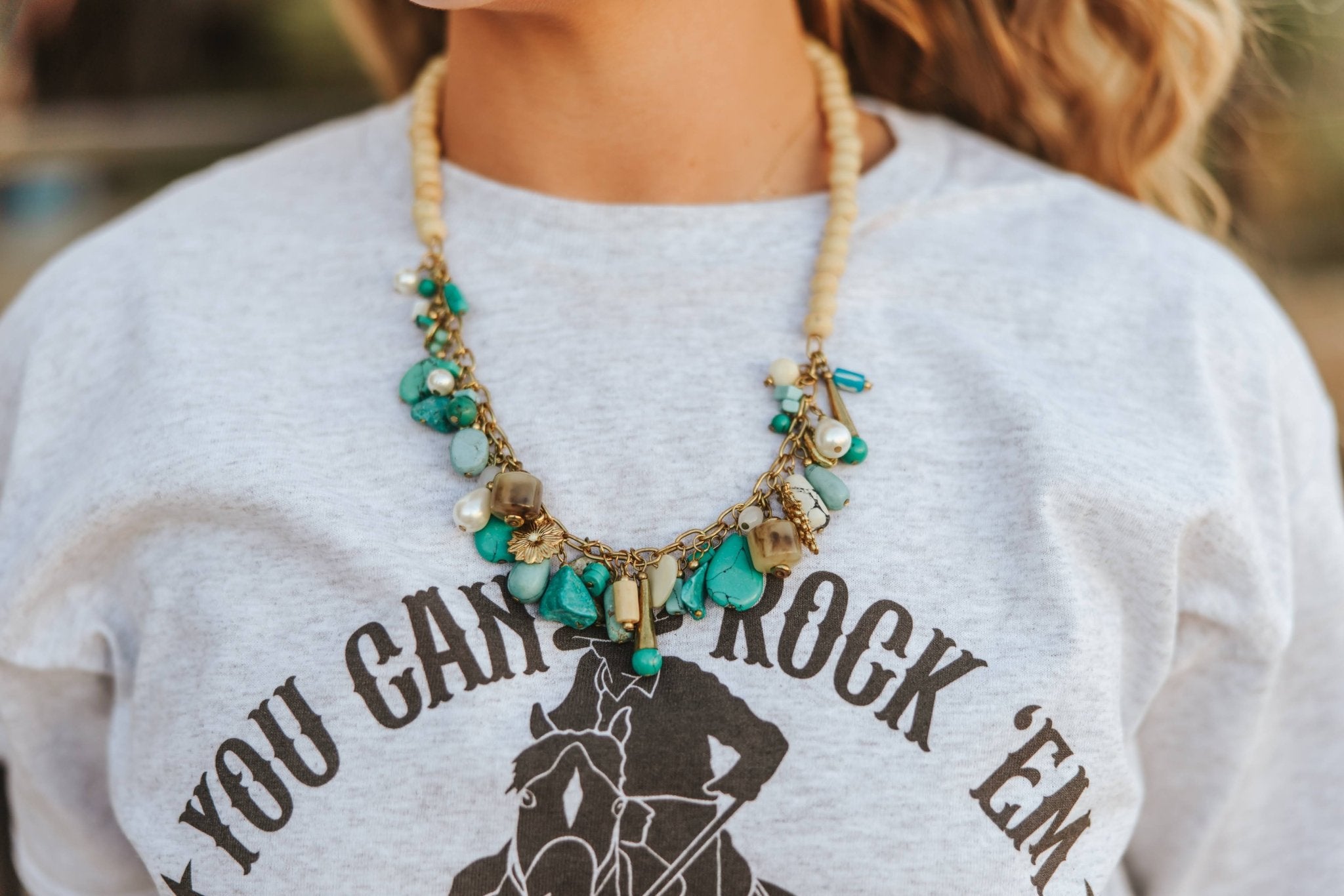 Coastal Turquoise Charm Necklace