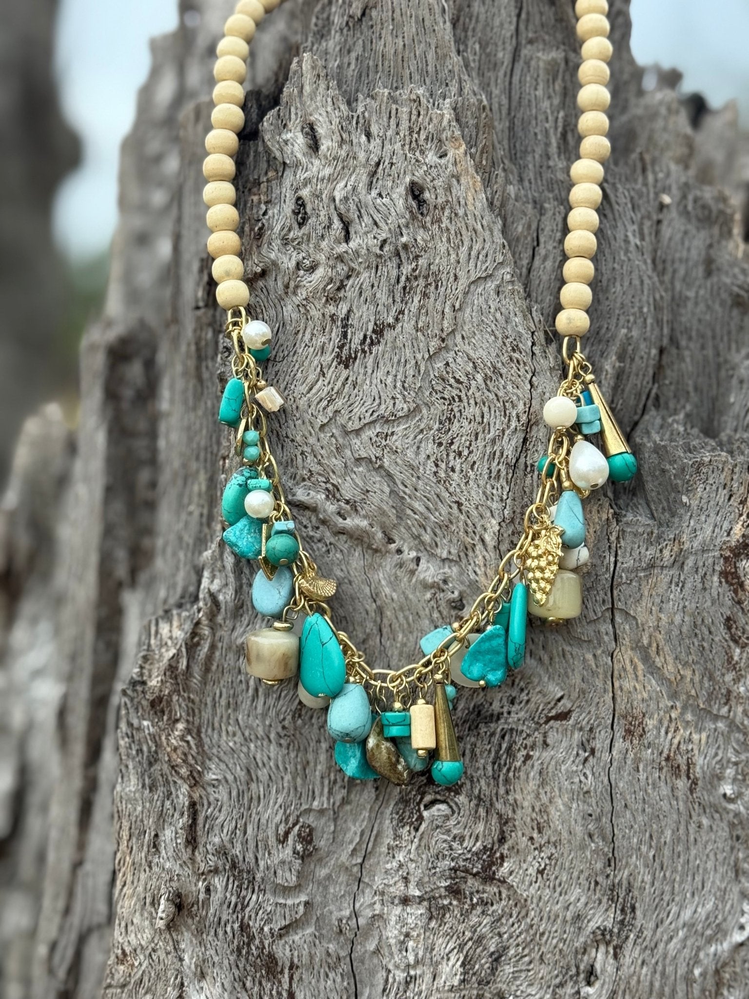 Coastal Turquoise Charm Necklace