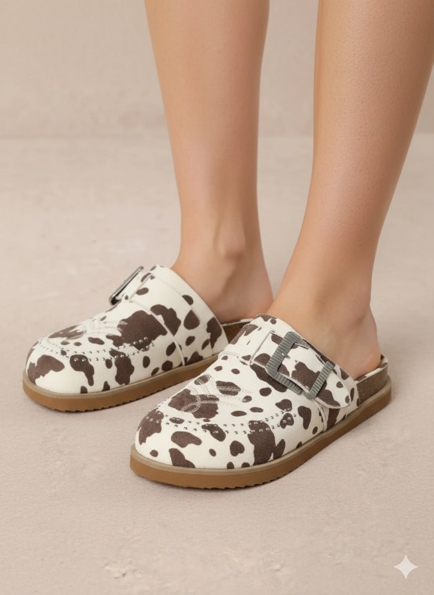 Cow Print Clog Sandals6