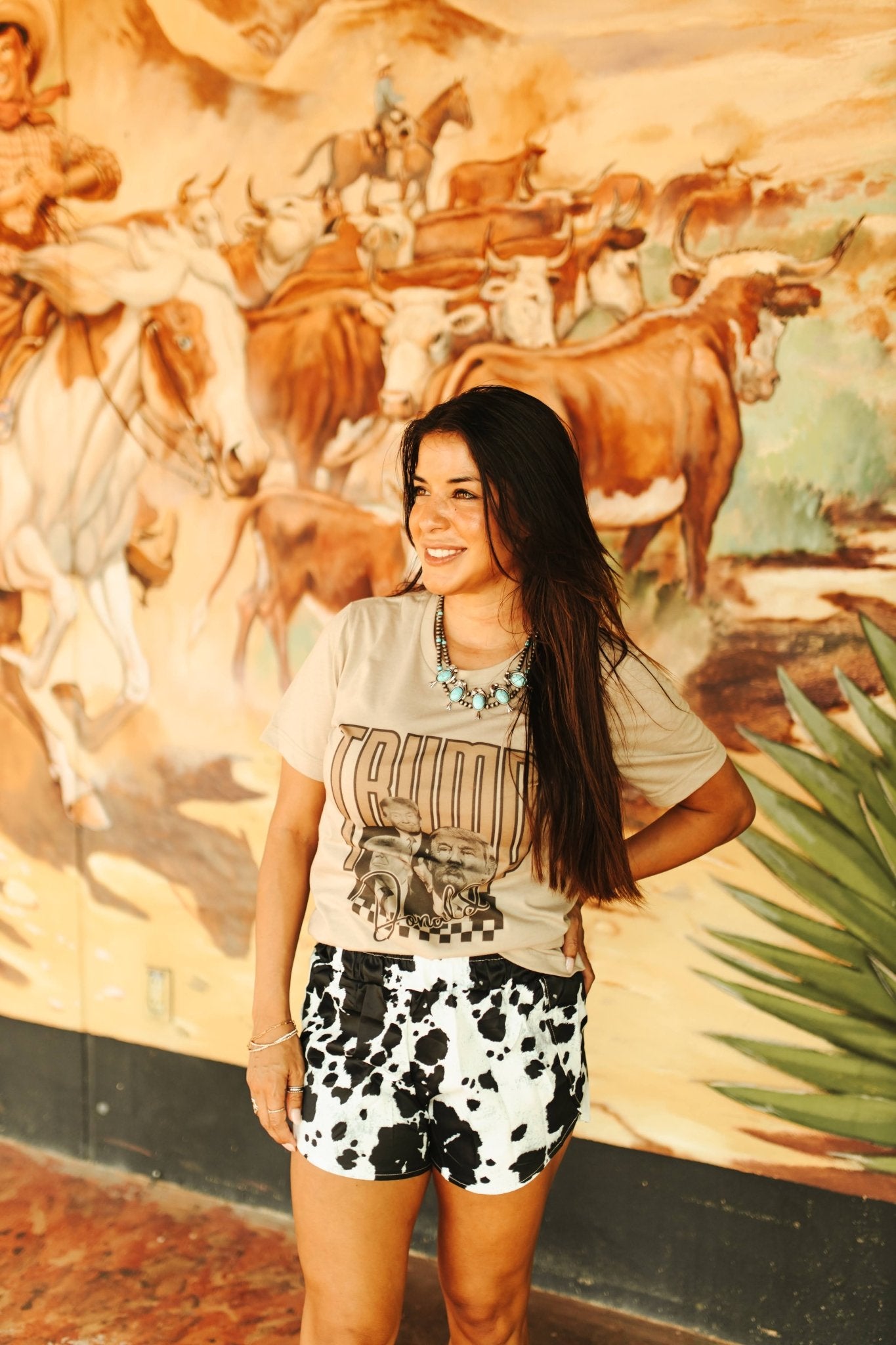 Cow Print Pull On ShortsS