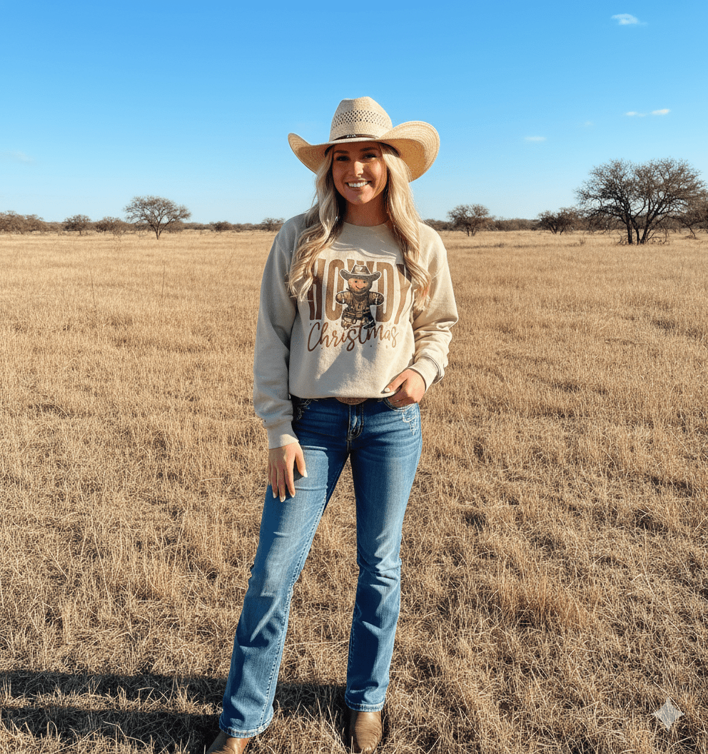 Cowboy Gingerbread Howdy Christmas Graphic SweatshirtSandS