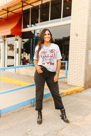 Cowboy Motel Raw Cut V - neck Graphic TeeLight AshXS