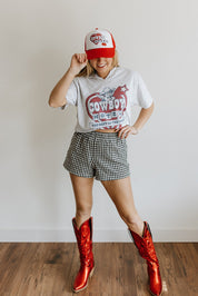 Cowboy Motel Raw Cut V - neck GraphicTeeAdd tee color hereS