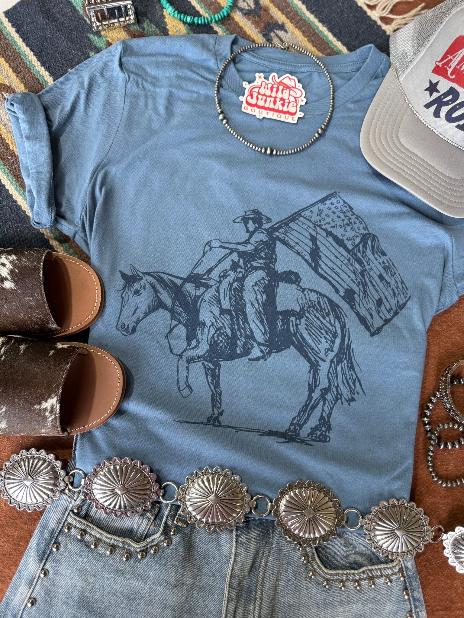 Cowboy Patriot Graphic TeeSlateS